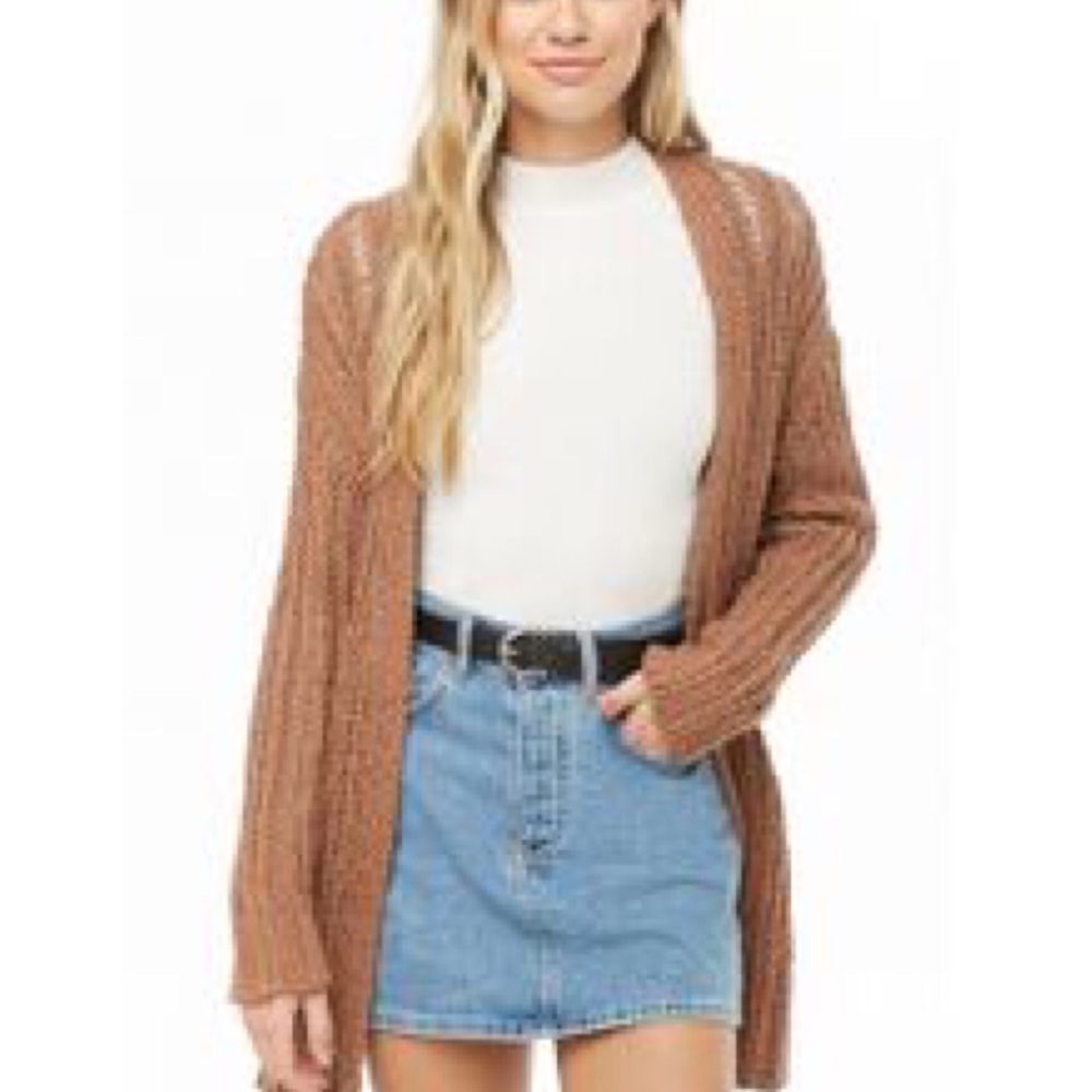🎀 5/$25 Forever 21 camel ribbed knit open front cardigan S